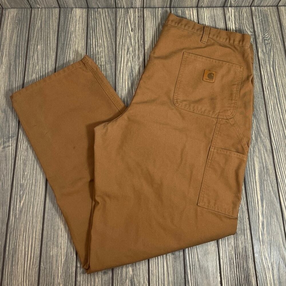 Carhartt Carpenter Canvas Pant Men 42x32 Brown Work Grunge‎ Farm Relaxed 383-51